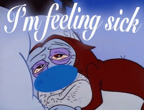 Feeling Sick Cartoon Lying in Bed