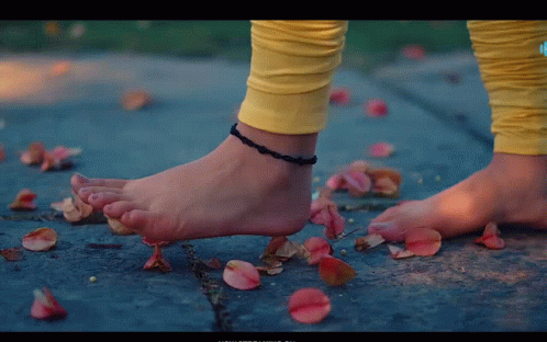 Bare Feet Walking On Petals GIF