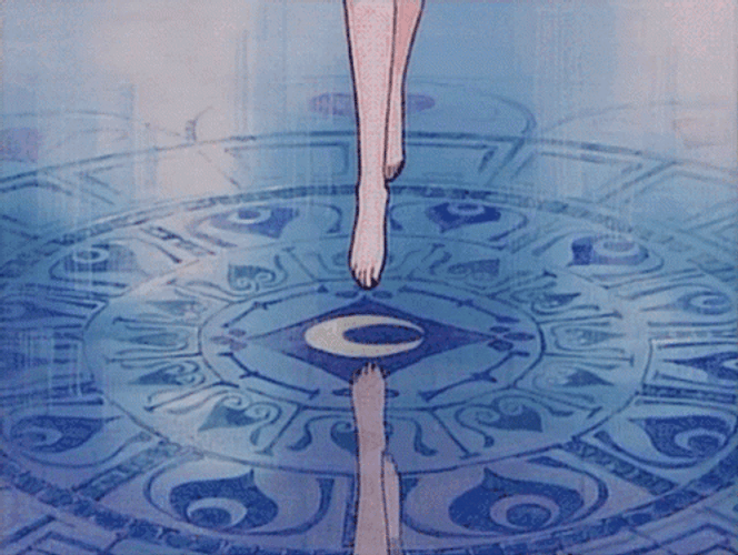 Feet Touching Blue Floor In Sailor Moon Anime GIF