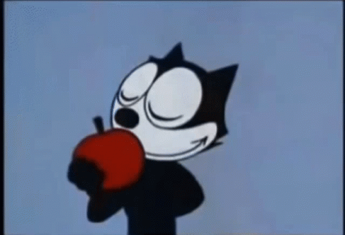 Felix The Cat Eating Apples GIF