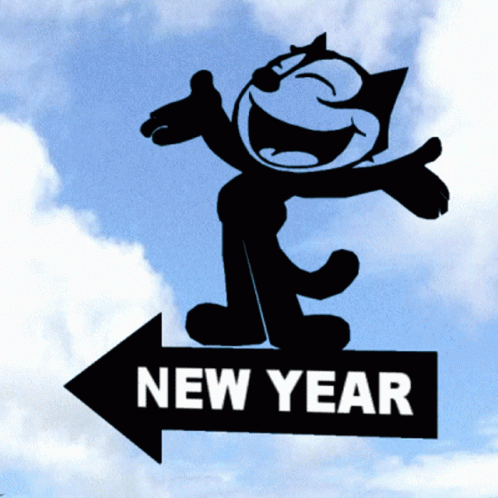 Felix The Cat New Year Sign GIF
