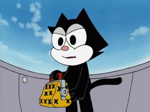 Felix The Cat Turning Bag Into Fan GIF