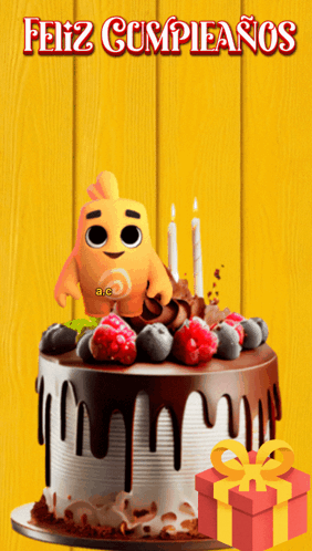 Feliz Cumpleanos Greeting Card with Cake and Gift