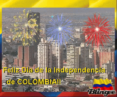 Feliz Dia De La Independencia De Colombia Fireworks Poster GIF
