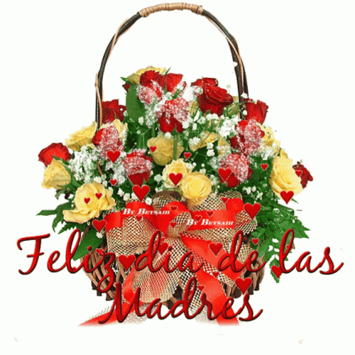 Feliz Dia De La Madres Basket Of Flowers GIF