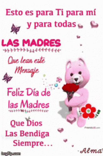 Feliz Dia De La Madres Cartoon Bear GIF