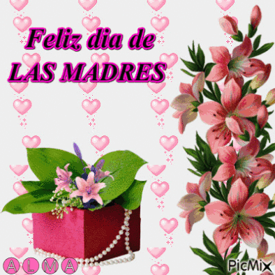 Feliz Dia De Las Madres Alma Pink Flowers GIF