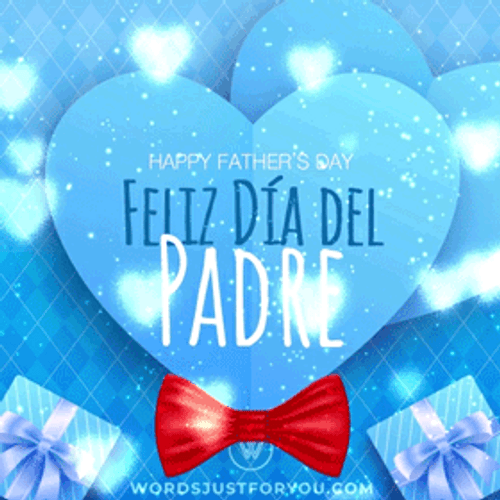 Feliz Dia Del Padre Sparkly Blue Heart GIF