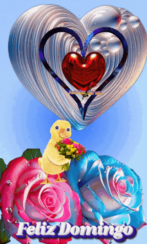 Feliz Domingo Bird Holding Flowers GIF