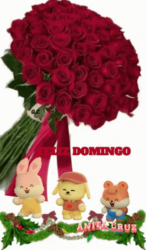 Feliz Domingo Bird Holding Flowers GIF
