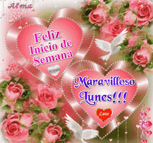 Feliz Inicio de Semana Card With Pink Roses