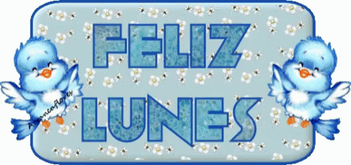 Feliz Lunes Flowery Text With Blue Birds Animation GIF
