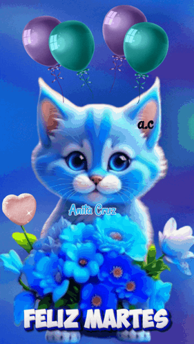 Feliz Marte Blue Cat GIF