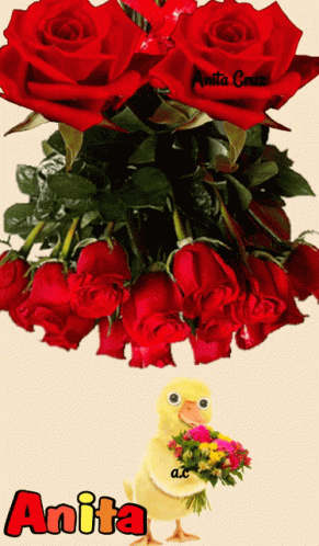 Feliz Martes Chick Giving Flowers GIF