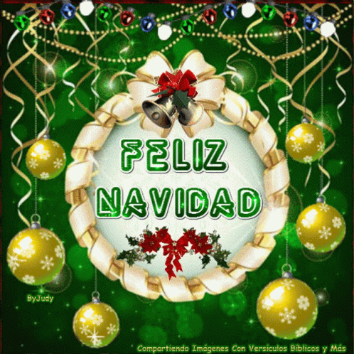 Feliz Navidad Sleighbells And Wreath Background GIF