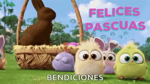 Feliz Pascua Bendiciones Angry Birds And Jumping Bunny GIF