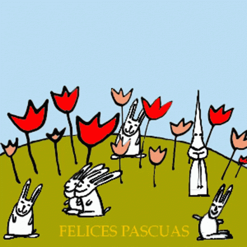 Feliz Pascua Bunnies In The Garden Animation GIF | GIFDB.com