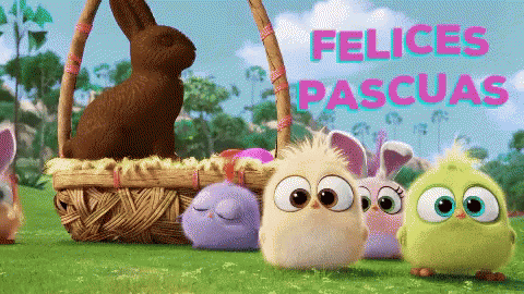 Feliz Pascua Cute Angry Birds And Bunny GIF