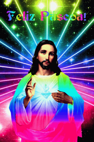 Feliz Pascua Jesus Dazzling Neon Background Light GIF