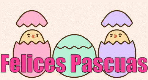 Feliz Pascua Three Easter Pusheen Egg Sticker GIF