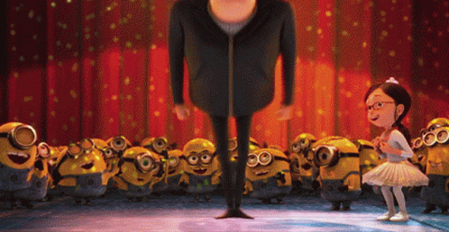 Felonious Gru Dancing With Agnes And Minions GIF