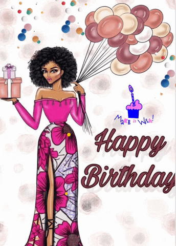 Female Afro Happy Birthday Chic Celebration GIF