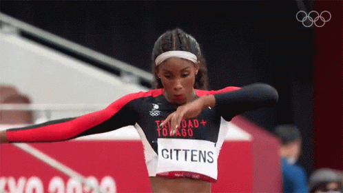 Female Athlete in Trinidad and Tobago Shirt With Gittens Sign