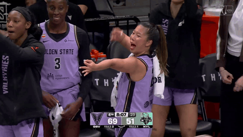 Female Basketball Player In Golden State Jersey GIF
