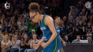 Female Basketball Player In Minnesota Jersey Celebrating GIF