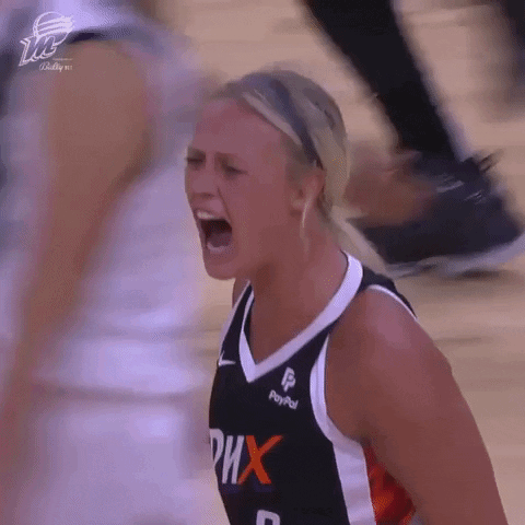 Female Basketball Player Screaming in PayPal Jersey