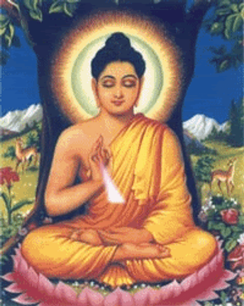 Female Buddha Ray Of Light From Hand GIF