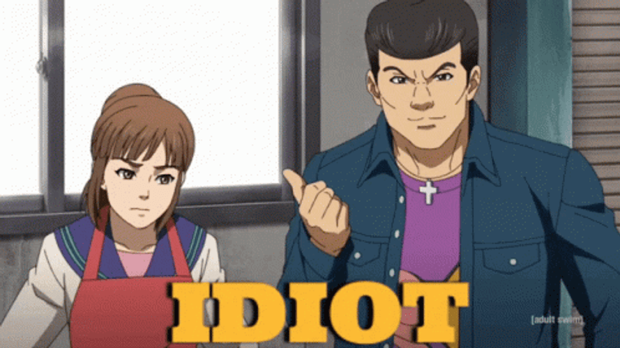 Female Cartoon Hit Male Idiot  GIF