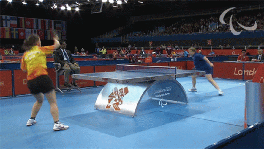 Female Competitive Ping Pong GIF