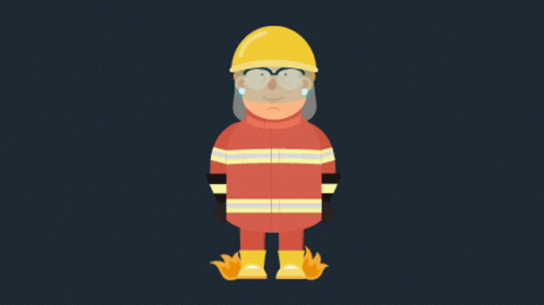 Female Firefighter With Helmet And Walkie Talkie In Front Of Fire Trucks GIF