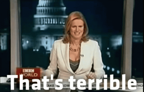Female News Anchor Says That's Terrible At BBC World GIF