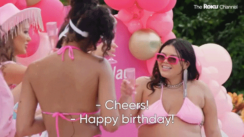 Female Party Goers Happy Birthday Cheers GIF