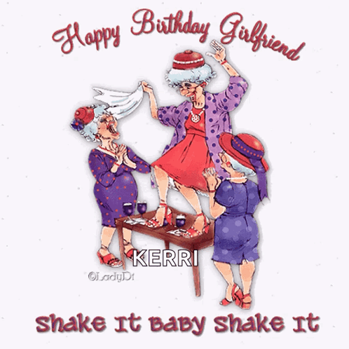 Female Party Happy Birthday Cartoon Ladies GIF