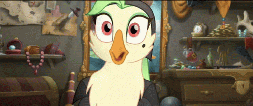 Female Pirate Parrot Wearing Its Hat GIF
