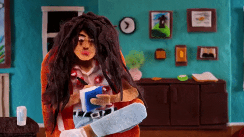 Female Puppet Writing GIF
