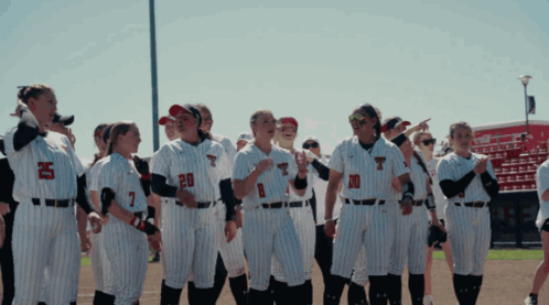 Female Softball Players With T On Uniforms GIF