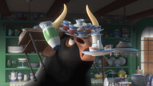 Ferdinand The Bull Balance Dishes GIF