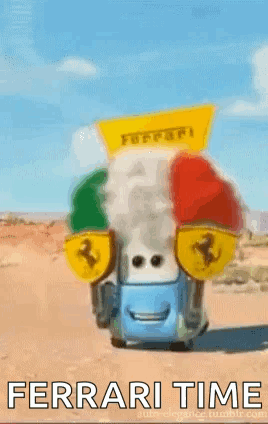 Ferrari Car with Flag and Text