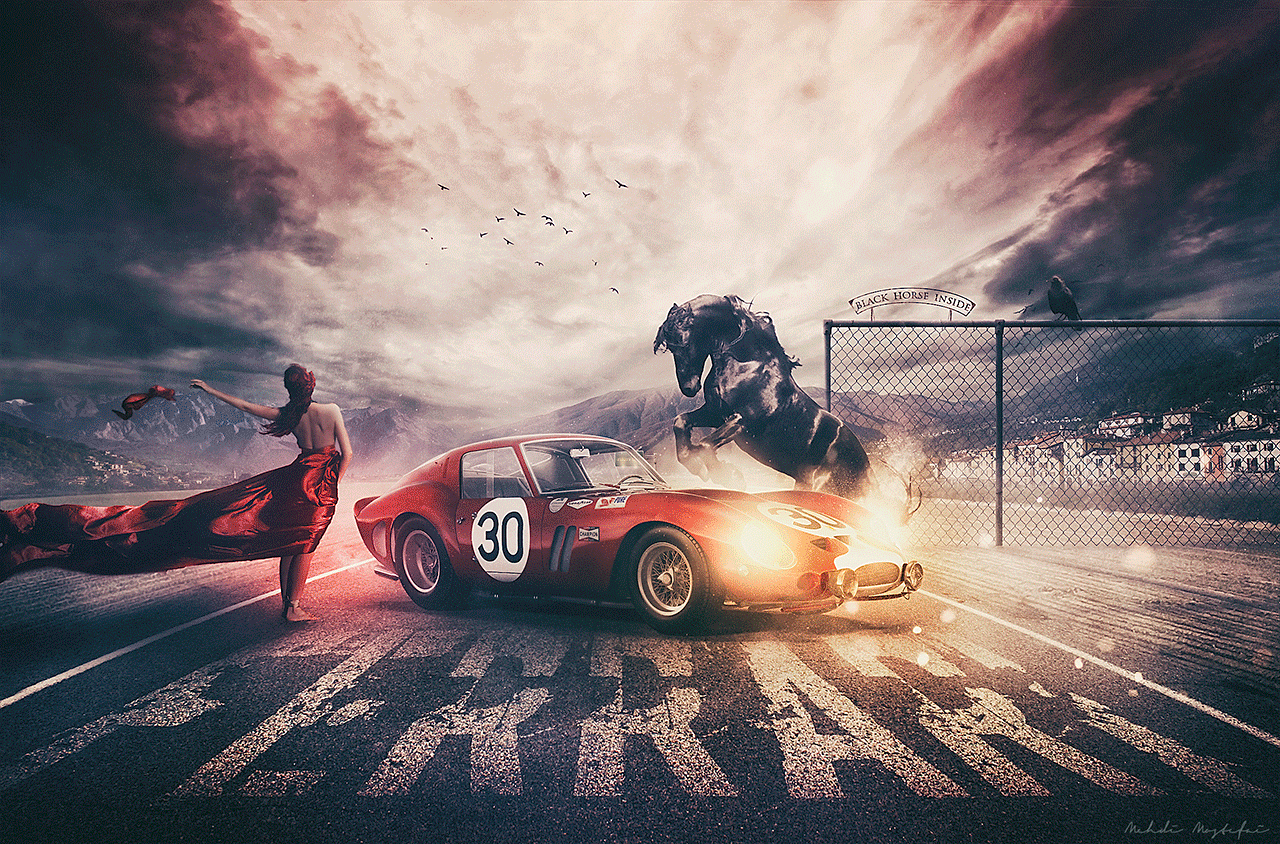 Ferrari Photomanipulation Progression GIF