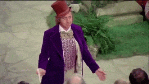 Fictional Charater Willy Wonka Bow And People Running GIF