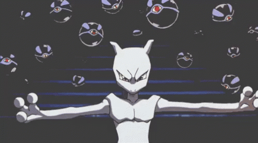 Fierce Eyes Mewtwo Unwavering Stare GIF