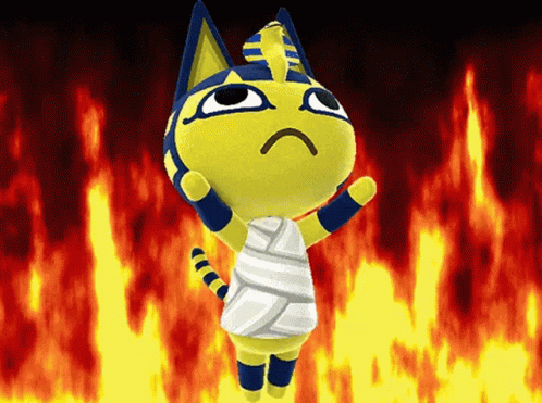 Fiery Ankha Looking Up GIF