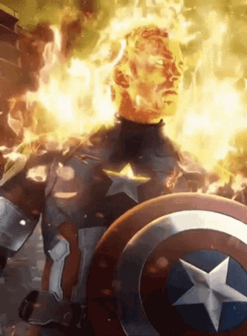Fiery Lit Captain America GIF