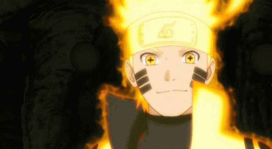 Fiery Naruto Uzumaki Black Background GIF