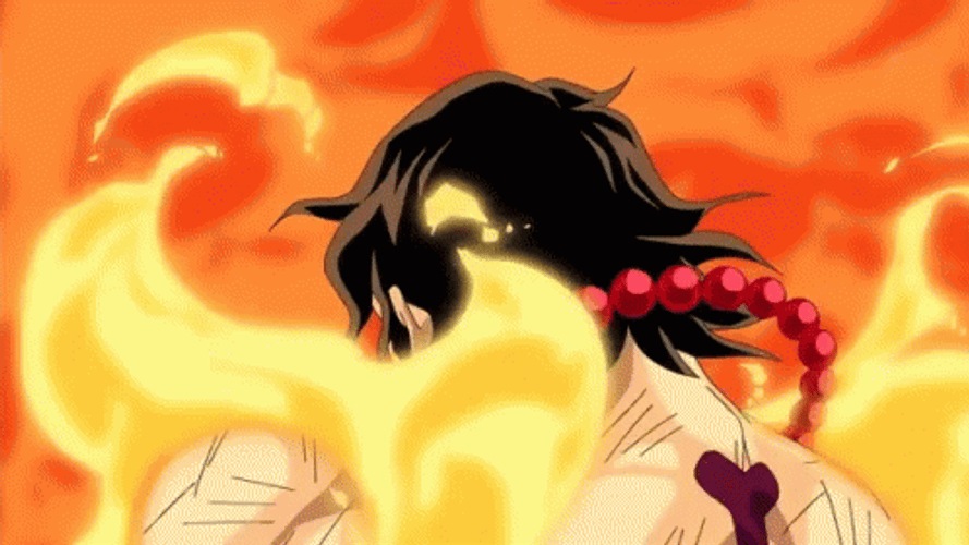 Fiery One Piece Ace With Red Necklace GIF
