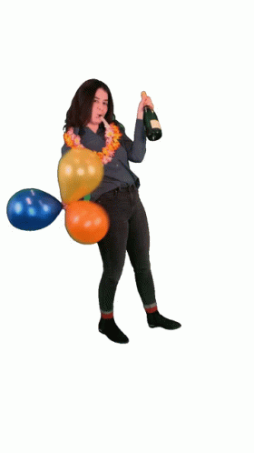 Fiesta Girl Holding Balloons GIF